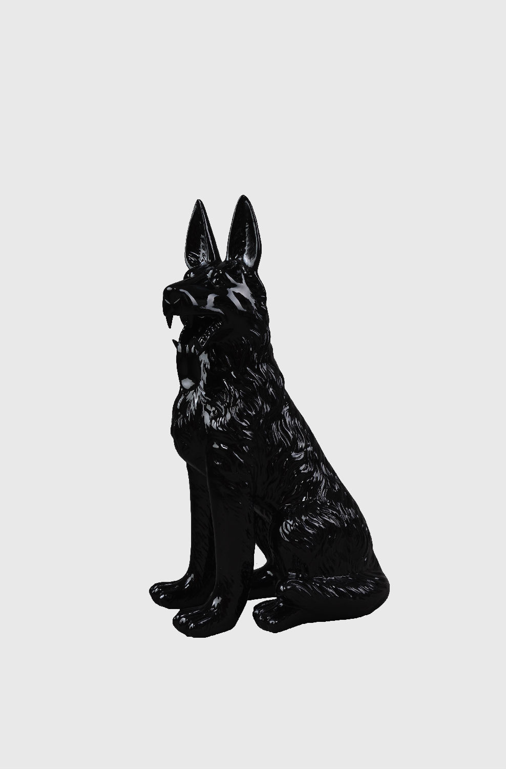 玻璃钢道具黑色仿真狼狗模型雕塑