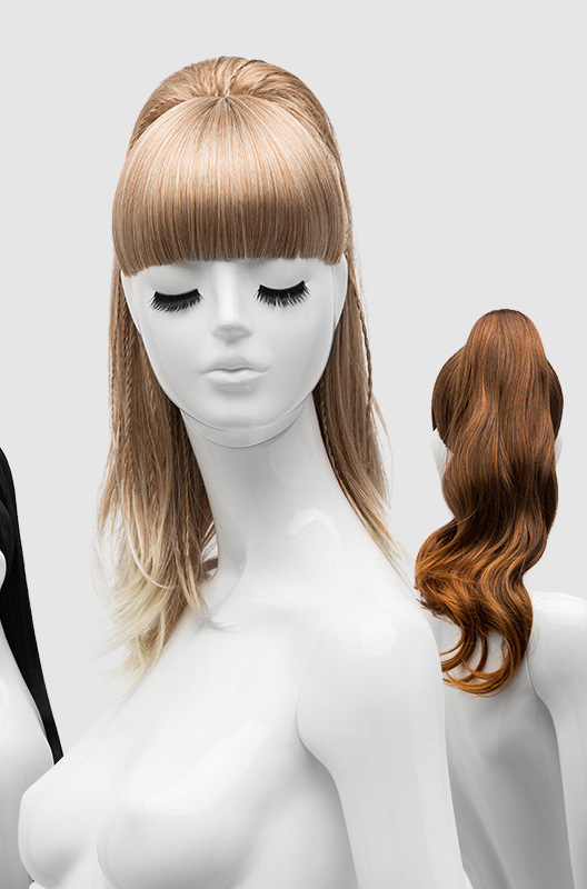 橱窗假发女头模展示道具-中长发梢微卷系列假发女模